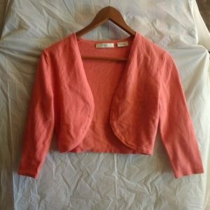 Neiman Marcus Cardigan Shrug Cashmere Coral Salmon
